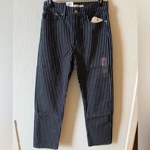 Levi’s Wedgie Straight High Rise Jeans Dark Blue White Pin Striped Women’s Denim